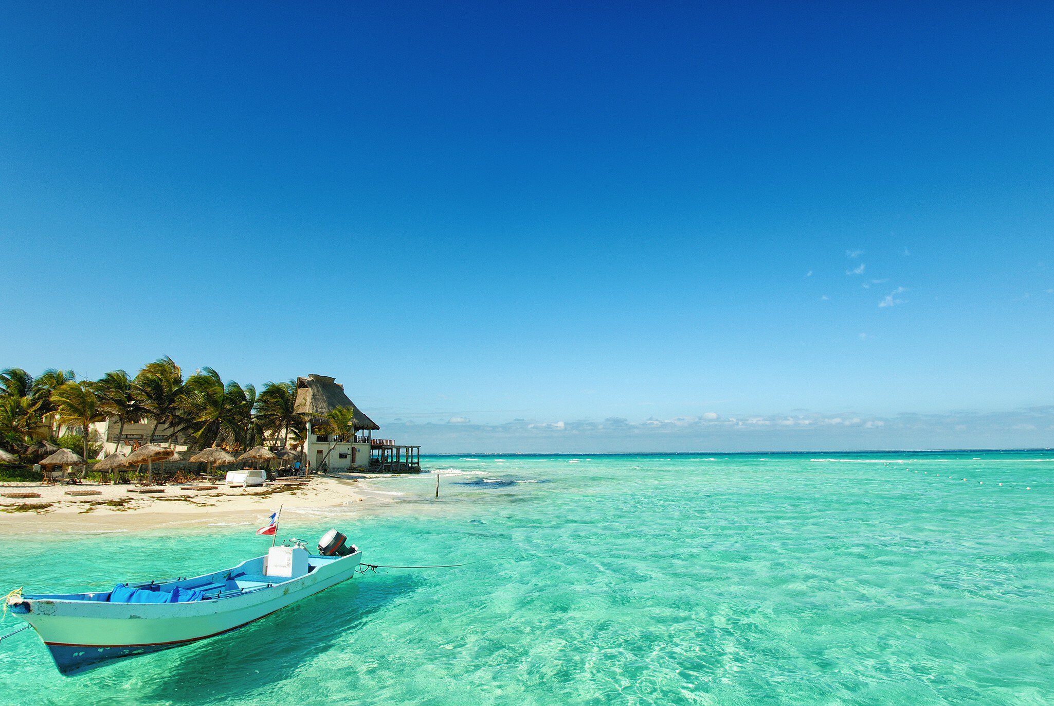 Beautiful beach in Isla Mujeres, Mexico.