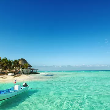 Beautiful beach in Isla Mujeres, Mexico.