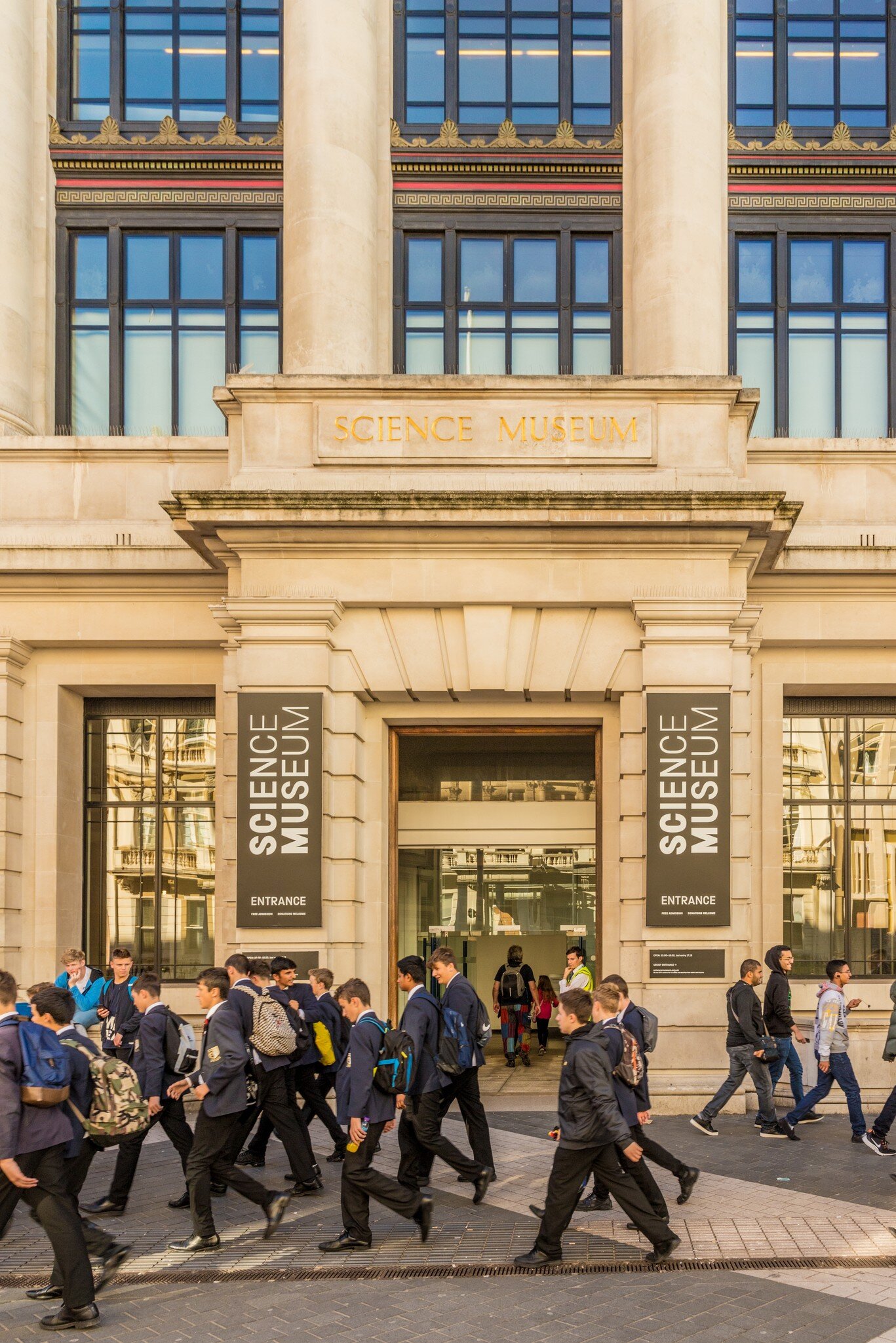 View of the entrance to the Science Museum in London, UK.