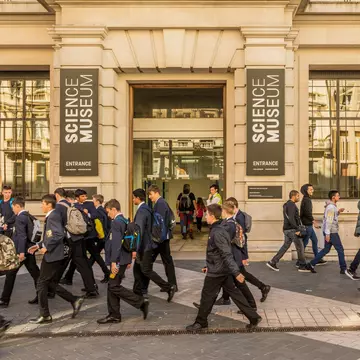View of the entrance to the Science Museum in London, UK.