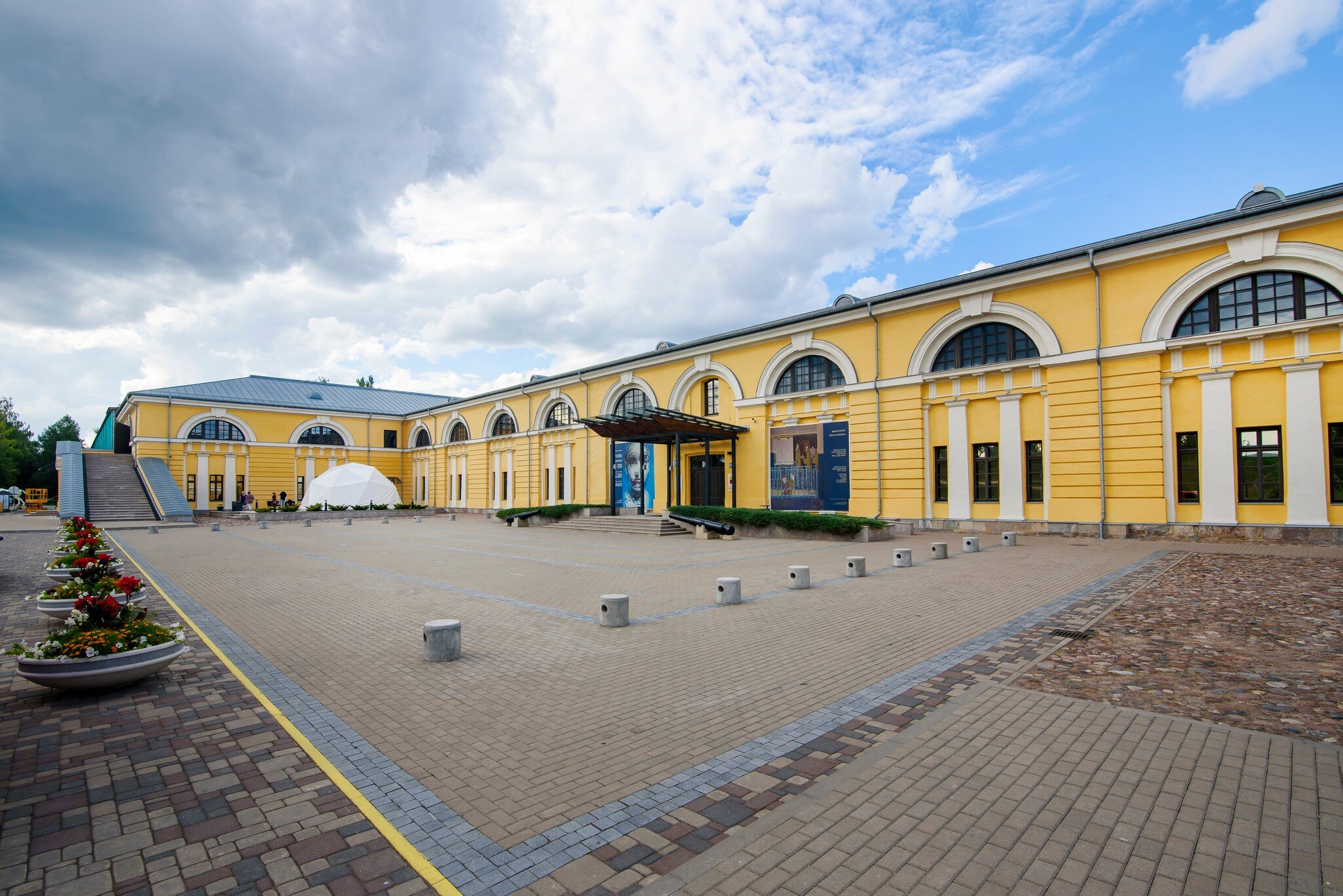 Daugavpils, Latvia July 24 2018: Front facade of Mark Rothko Art Centre residence during summer season