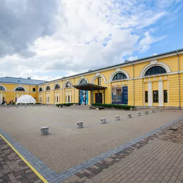 Daugavpils, Latvia July 24 2018: Front facade of Mark Rothko Art Centre residence during summer season