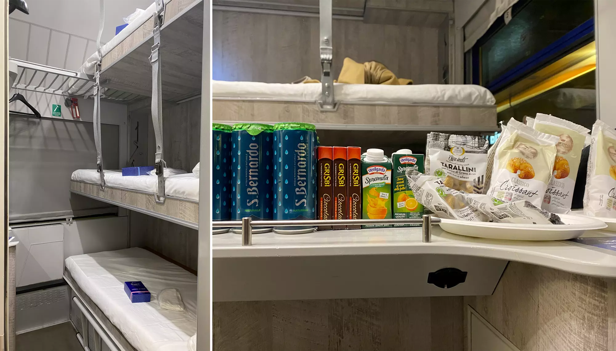 Our tidy, well-stocked compartment on the overnight Intercity Notte train © Monisha Rajesh