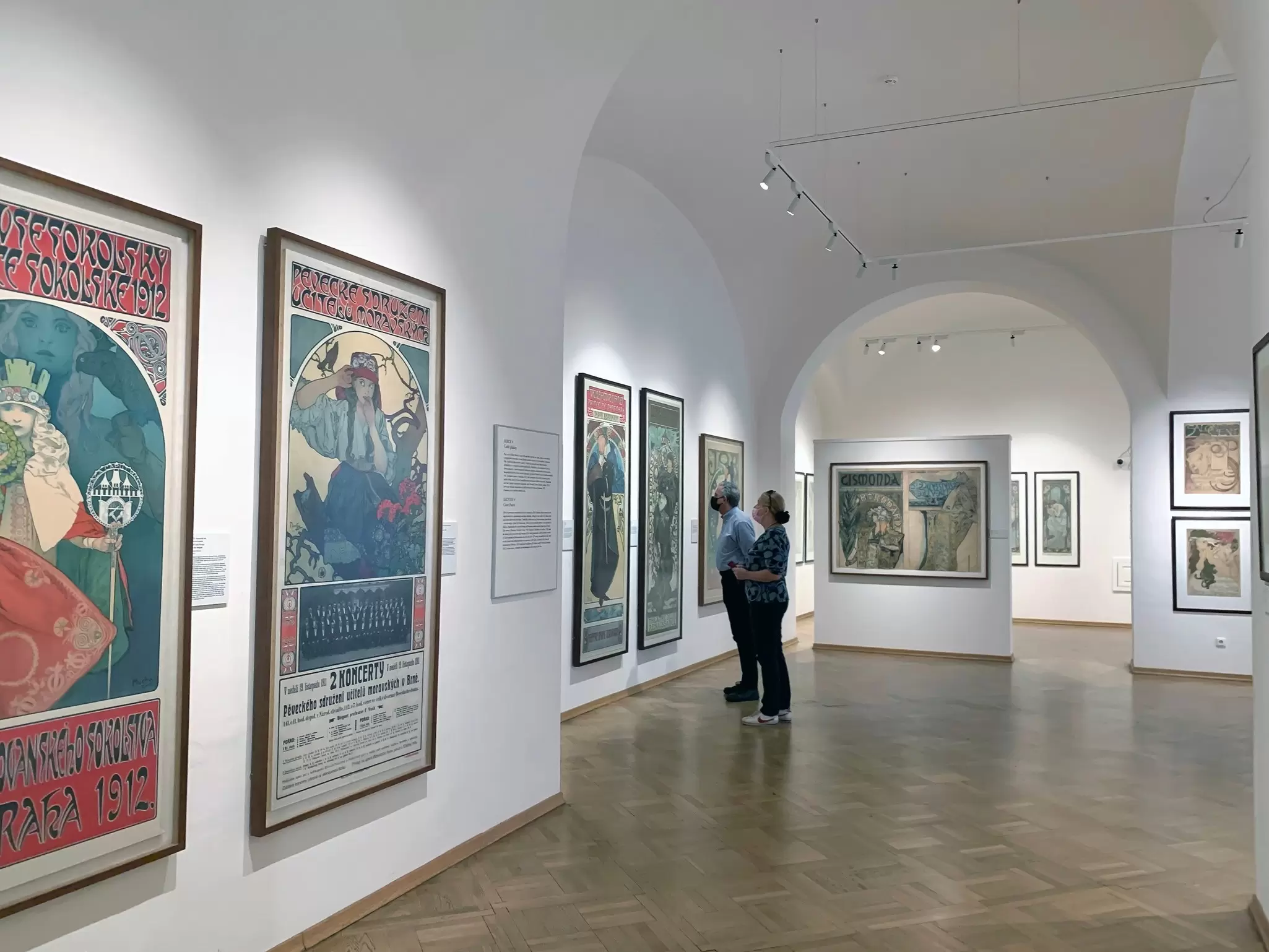 View of the exhibition of the works of Alphonse Mucha at the Mucha Museum in Prague, Czechia.