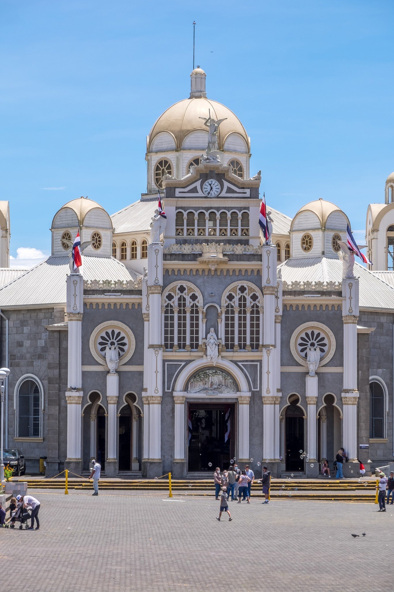 View of the main facade of the Basilica of Our Lady of the Angels, in the urban center of the city.
