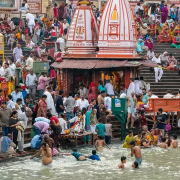 The crowd gathered in Haridwar