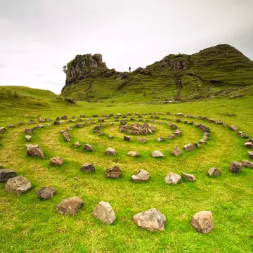 A mystical-looking stone circle in lush green grass