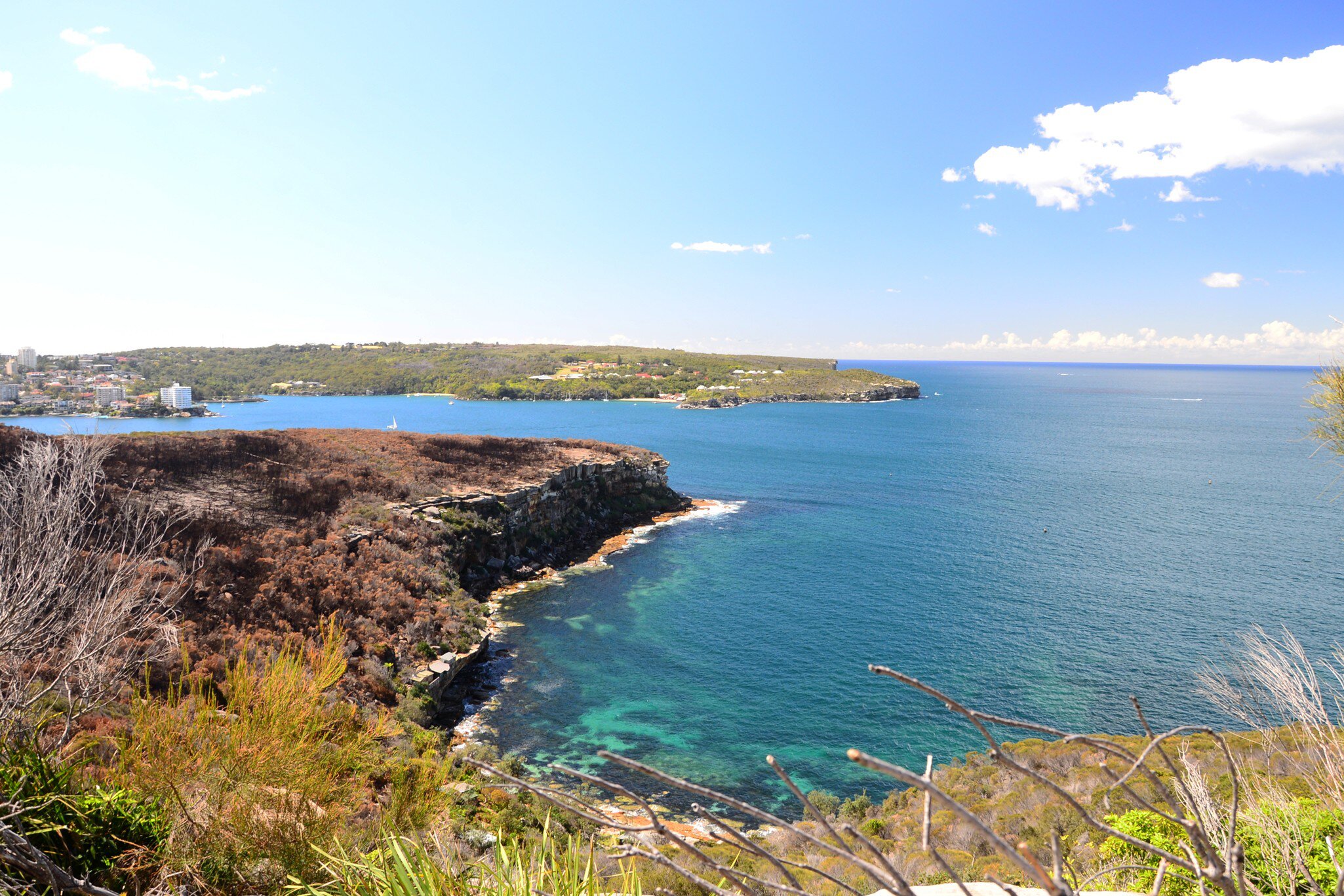 Crater Cove lookout, Sydney, Australia. Blue sky and ocean.