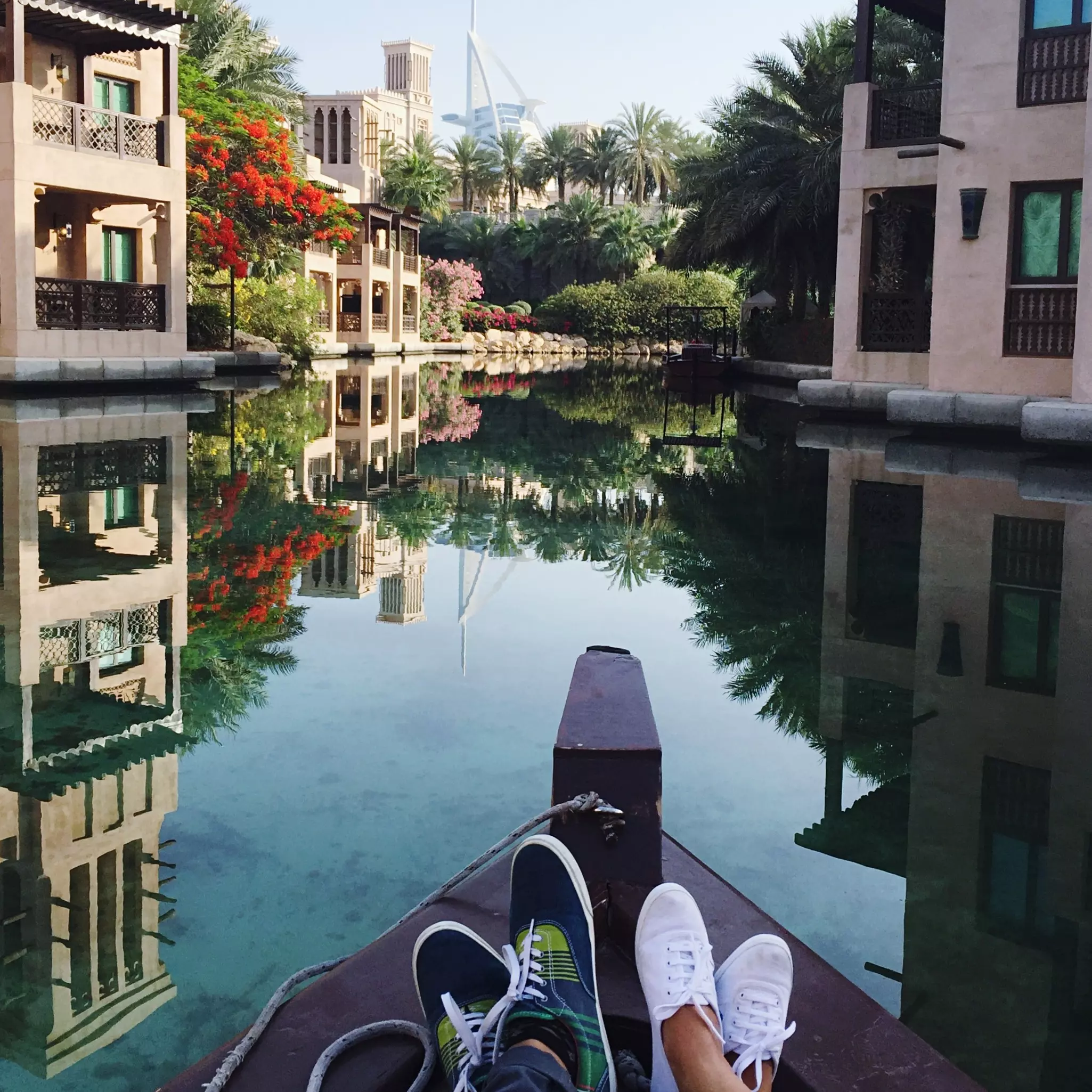 Couple on a boat in Madinat Jumeirah, Dubai, United Arab Emirates