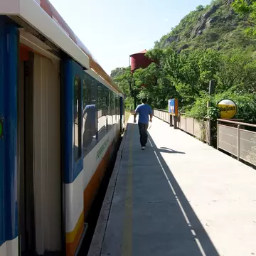 The Tren de las Sierras, a touristic train that travels through the mountains in Cordoba Province. La Calera, Cordoba, Argentina.