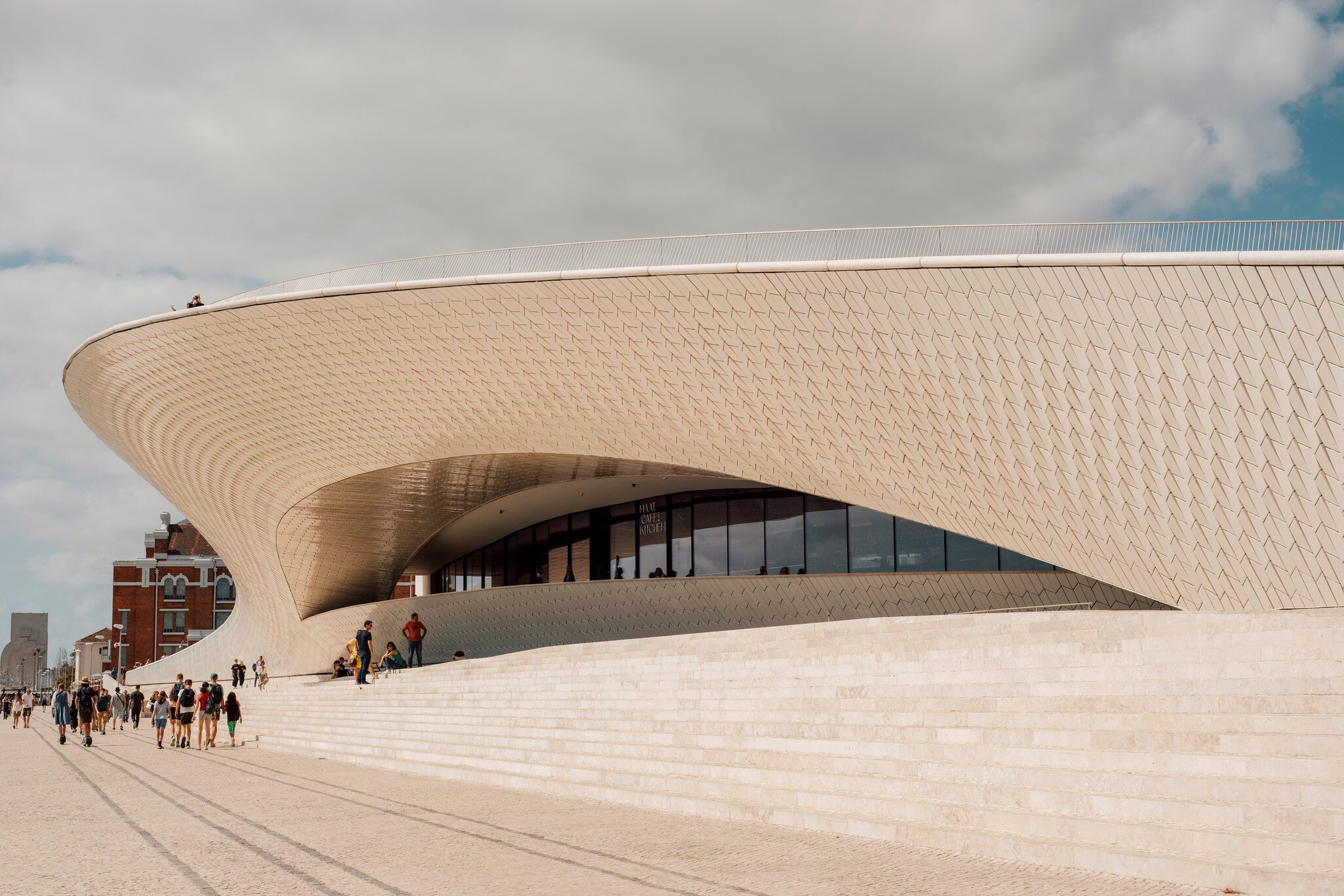 View of the Museum of Art, Architecture and Technology (MAAT) in Lisbon, Portugal.