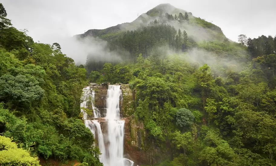 A waterfall in Nuwara Eliya in Sri Lanka