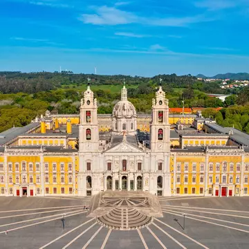 Aerial view of the Palácio Nacional de Mafra in Portugal.