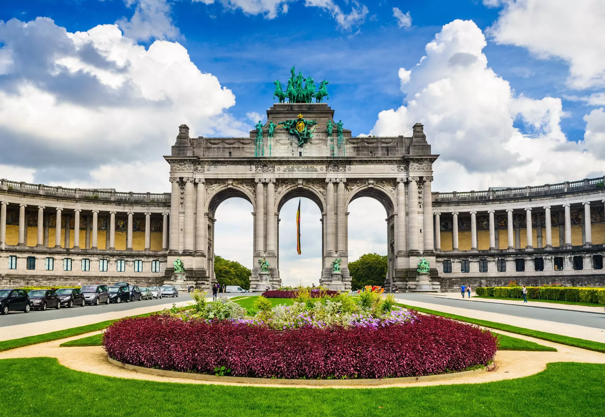 The grand Parc du Cinquantenaire city park in Brussels, Belgium