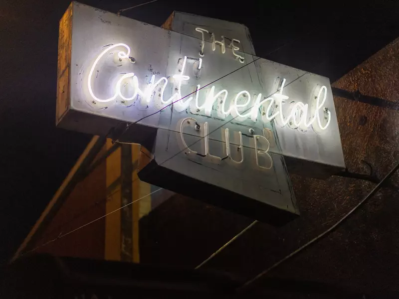 Neon lights of the Continental Club sign