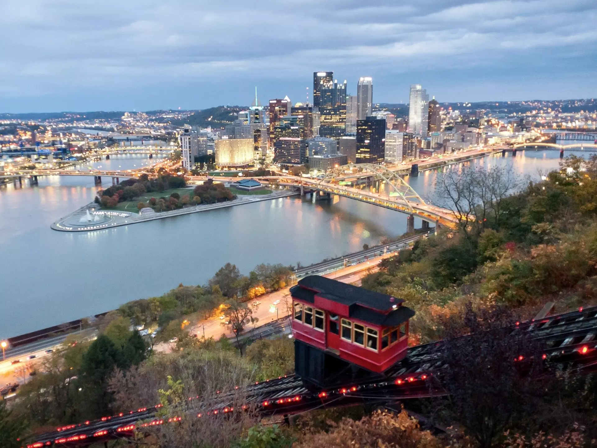 The views of Pittsburgh’s from the top of the Duquesne Incline are a highlight of any visit to the city. Marc Guitard/Getty Images