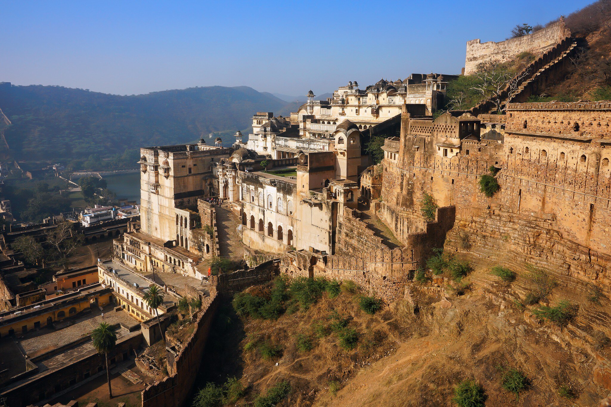 Sweeping view of Taragarh fort in Bundi city in Rajasthan, India.