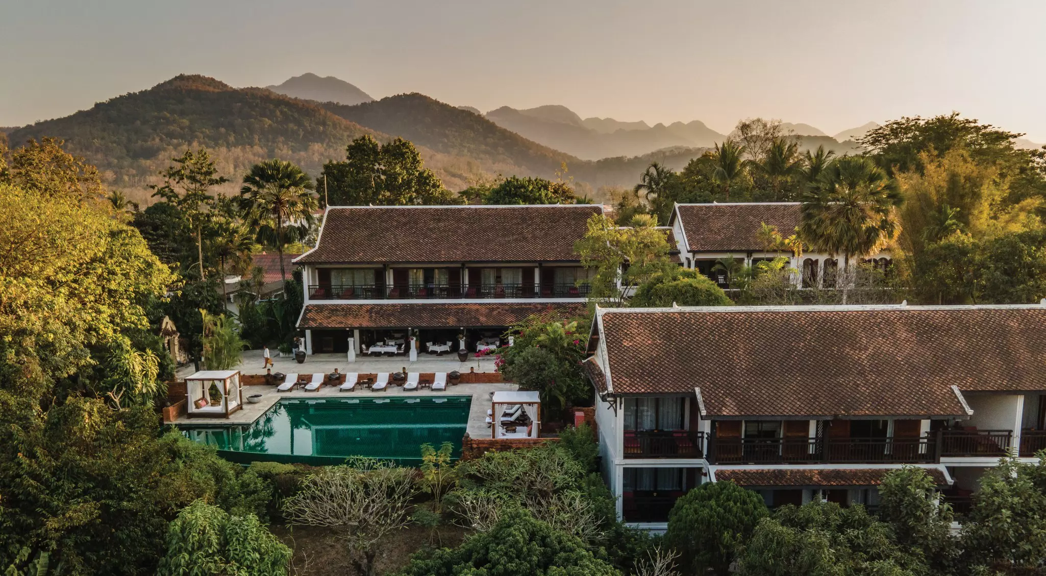 Aerial view of La Résidence Phou Vao in Luang Prabang, Laos