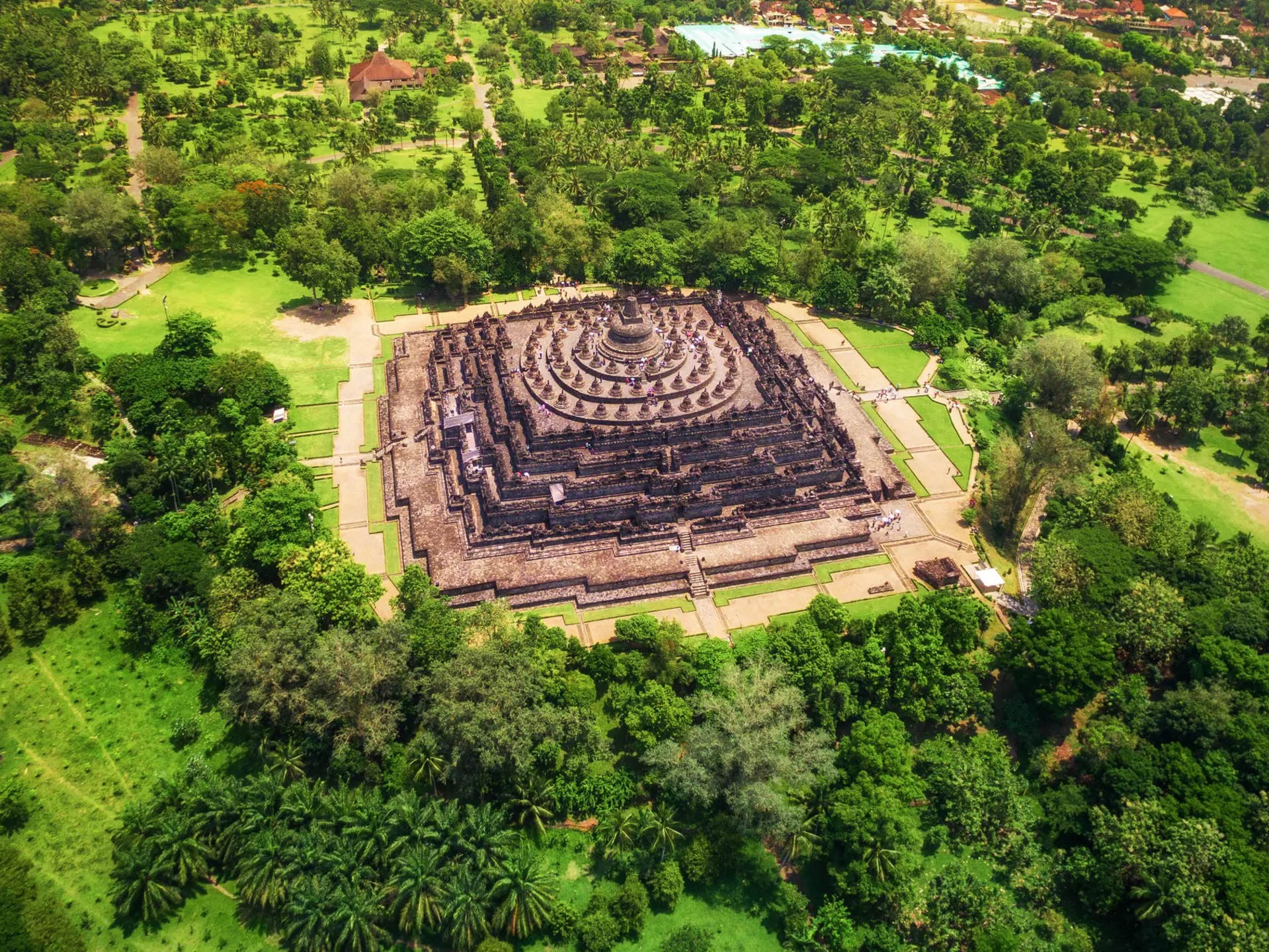 Aerial view of the mandala-shaped Borobudur Temple. R.M. Nunes/Shutterstock