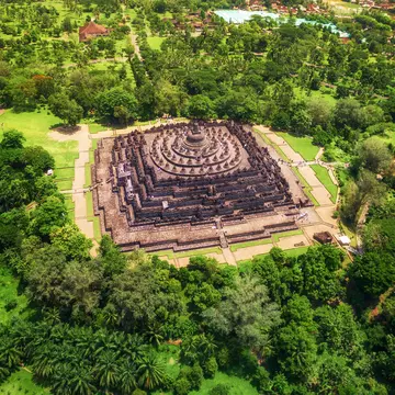 Aerial view of the mandala-shaped Borobudur Temple. R.M. Nunes/Shutterstock