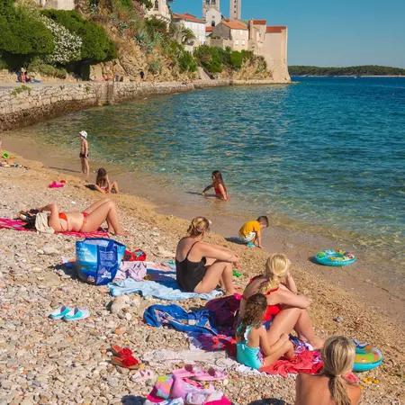 Urban beach near the old town of Rab