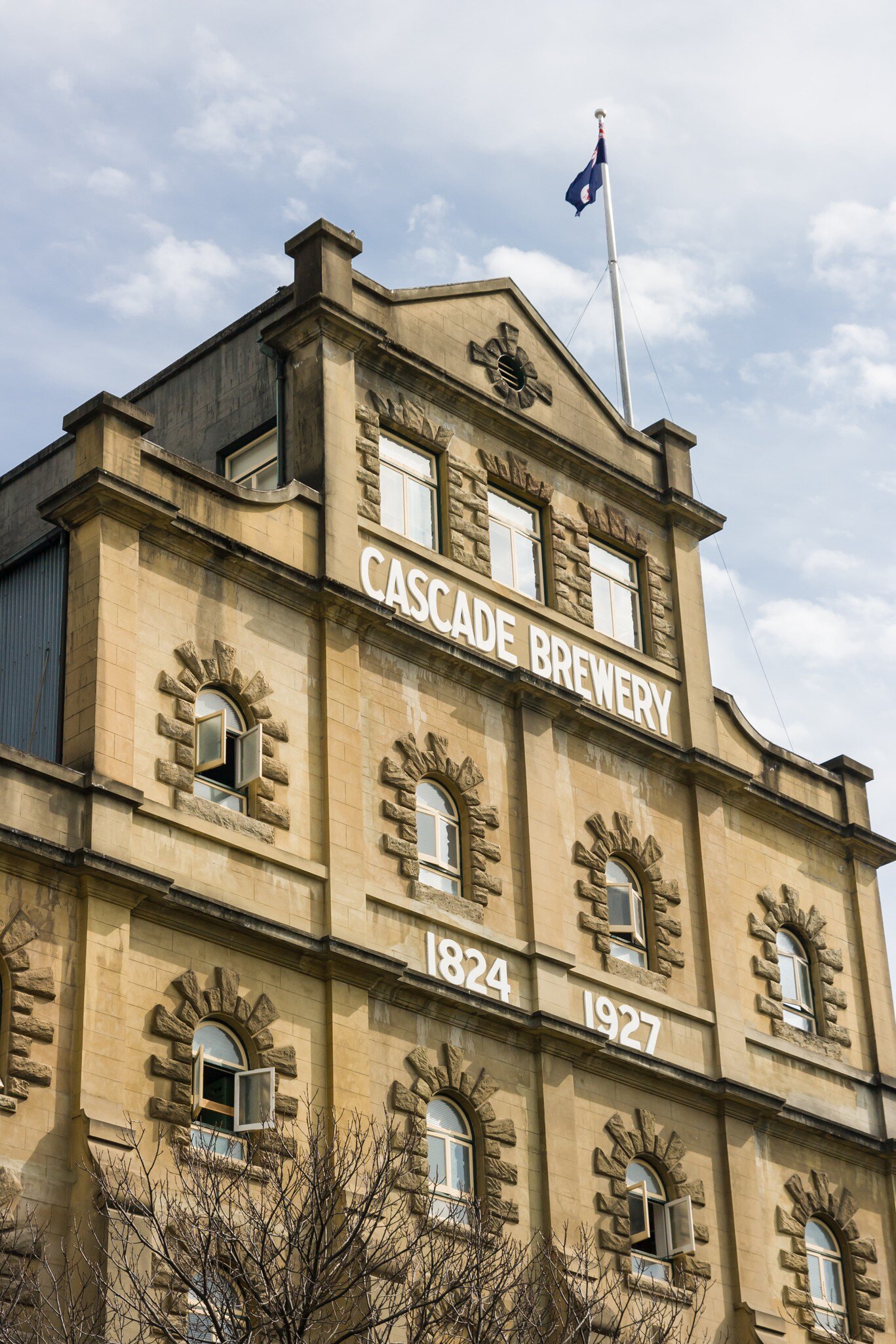 The iconic and ancient facade of Cascade Brewery  in Hobart, Tasmania, Australia.