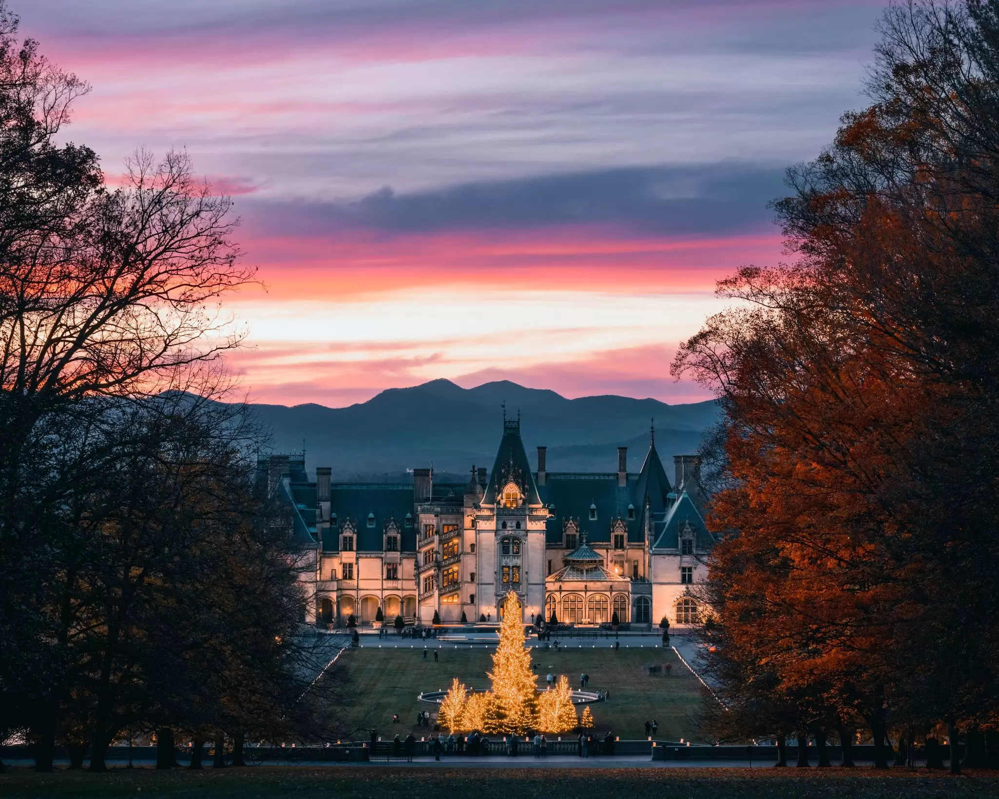 The Biltmore House in Asheville, North Carolina, during the holidays. Getty Images