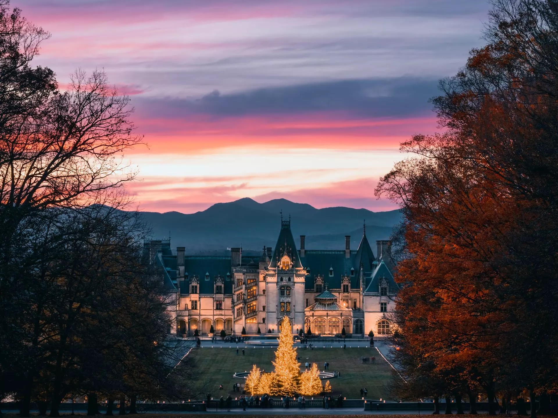 The Biltmore House in Asheville, North Carolina, during the holidays. Getty Images