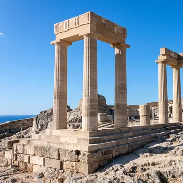 Ruins of the ancient temple on the Acropolis of Lindos.