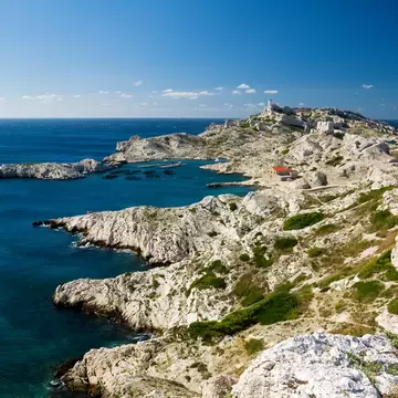 Aerial view of Îles du Frioul (Frioul Islands) in Marseille, France.