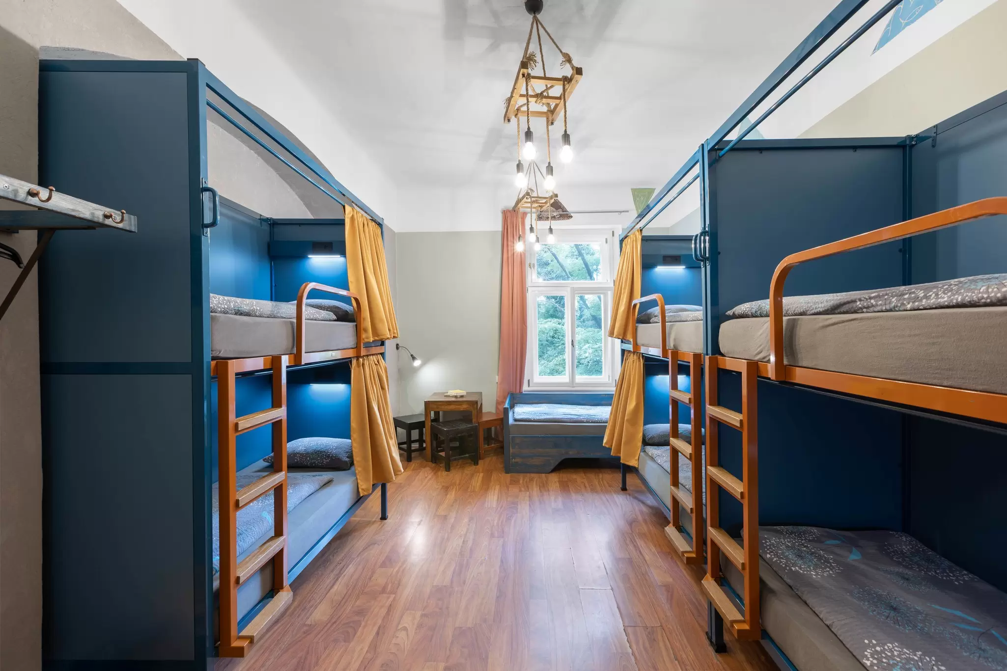 A shared room in Hostel ELF in Prague. Hostel ELF