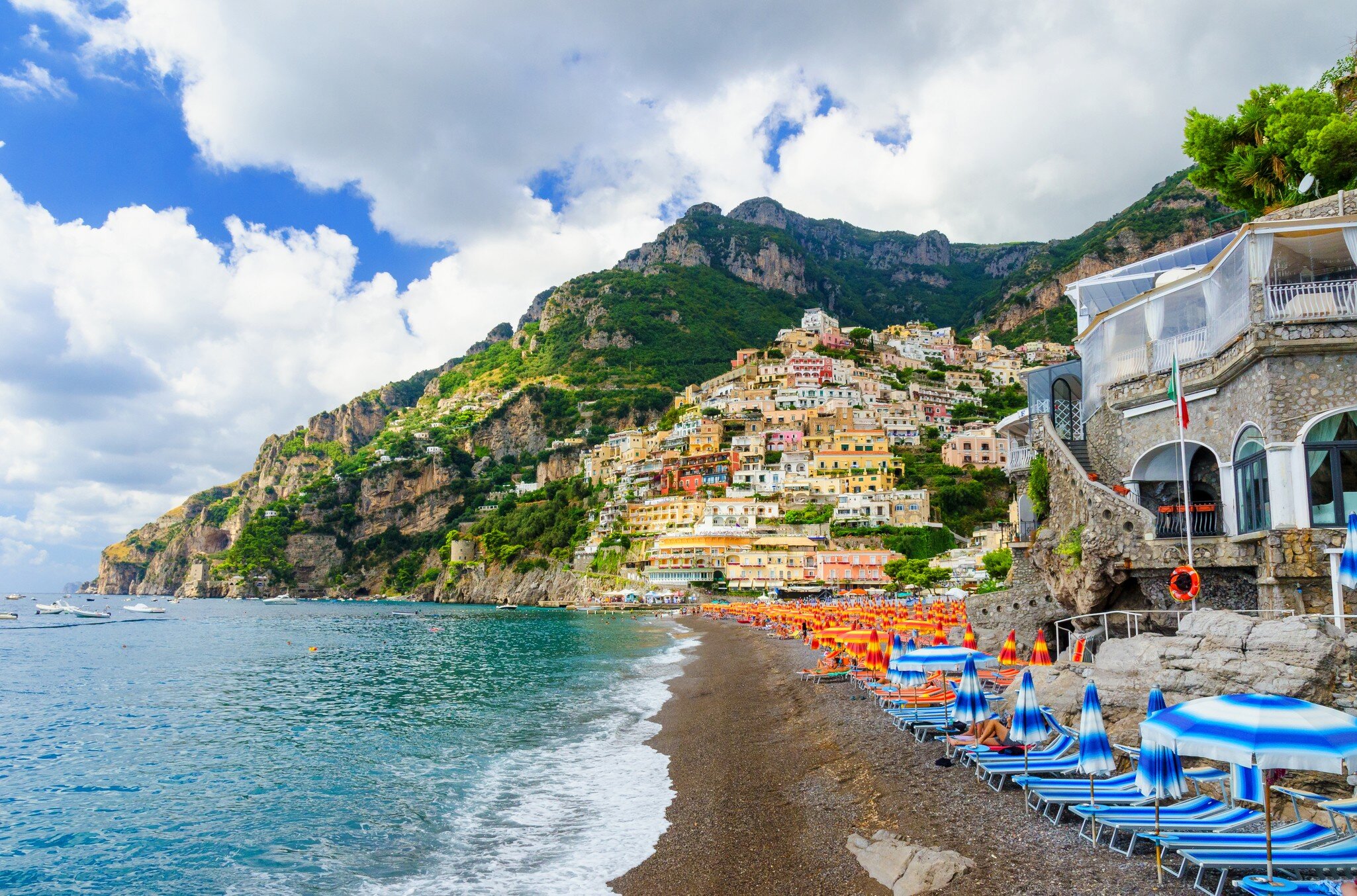 amazing beach in Positano on Amalfi coast