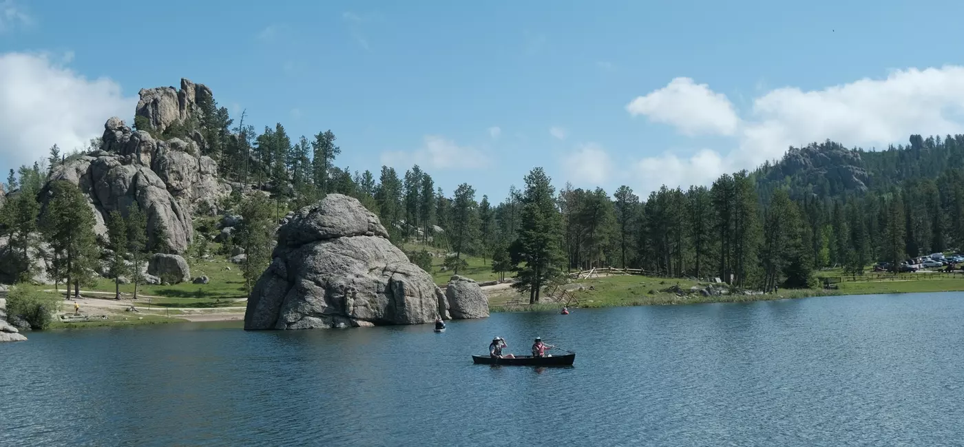 A canoe on Sylvan Lake in Custer State Park, South Dakota