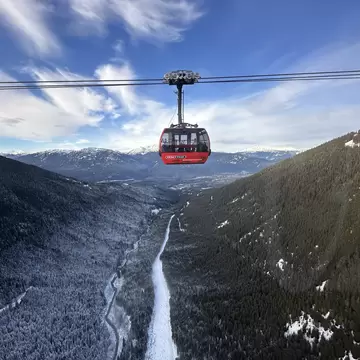 The Peak 2 Peak Gondola connects Whistler and Blackcomb mountains.