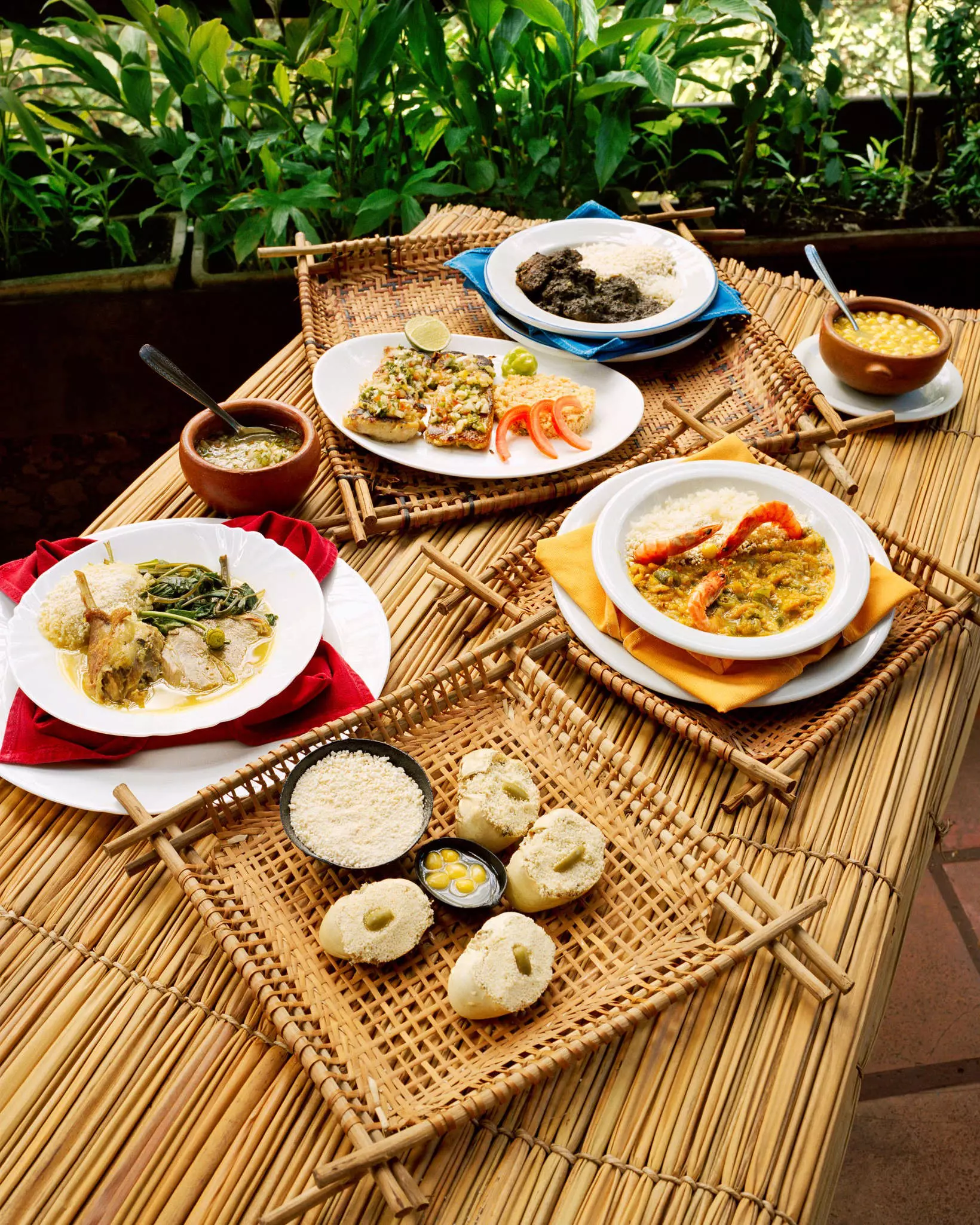 Plates of food served at a restaurant in Belem, Brazil