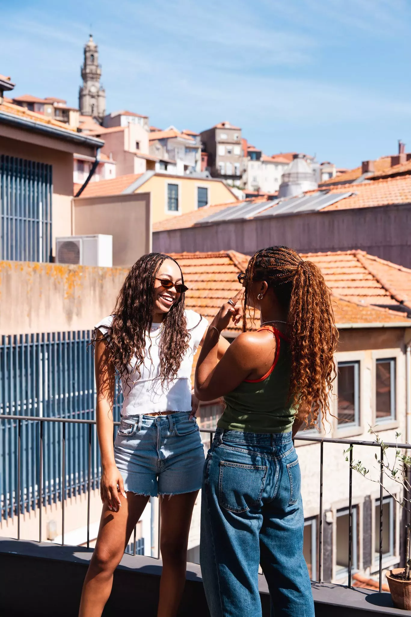 Hunter and Peyton on the private patio at the Armazém within the Porto Historic City