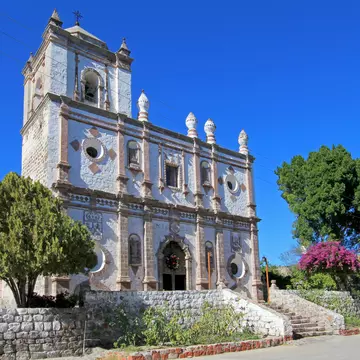 Old Franciscan church, Mision San Ignacio Kadakaaman, in San Ignacio, Baja California Sur, Mexico
