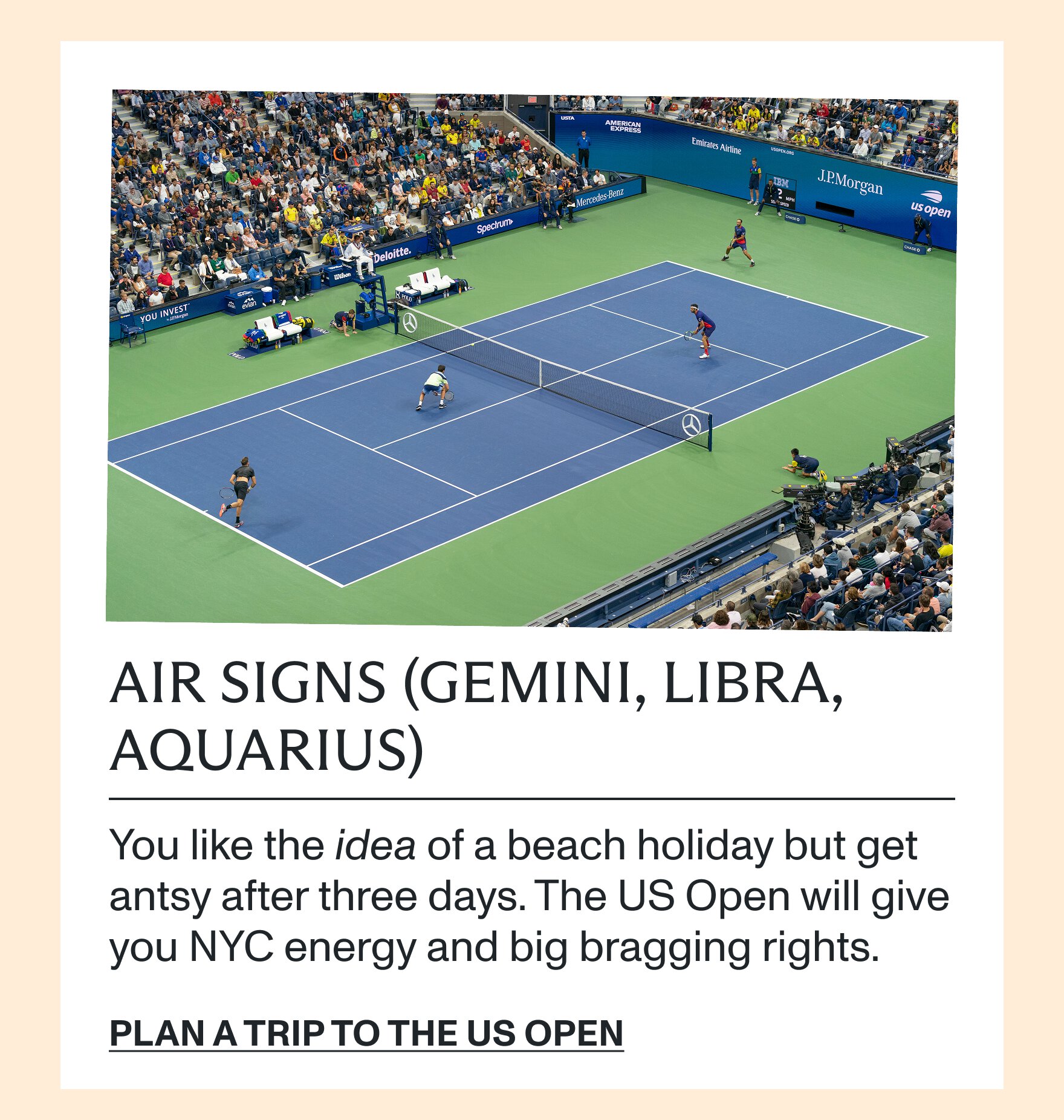 Plan a trip to the US Open