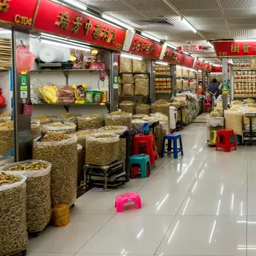 Guangzhou / China - April 13 2019: Qingping traditional Medicine Market, License Type: media, Download Time: 2026-08-31T22:16:01.000Z, User: LP_NZhan, Editorial: true, purchase_order: 65050 - Digital Destinations and Articles, job: App Content, client: Lonely Planet App, other: Nadine Zhan