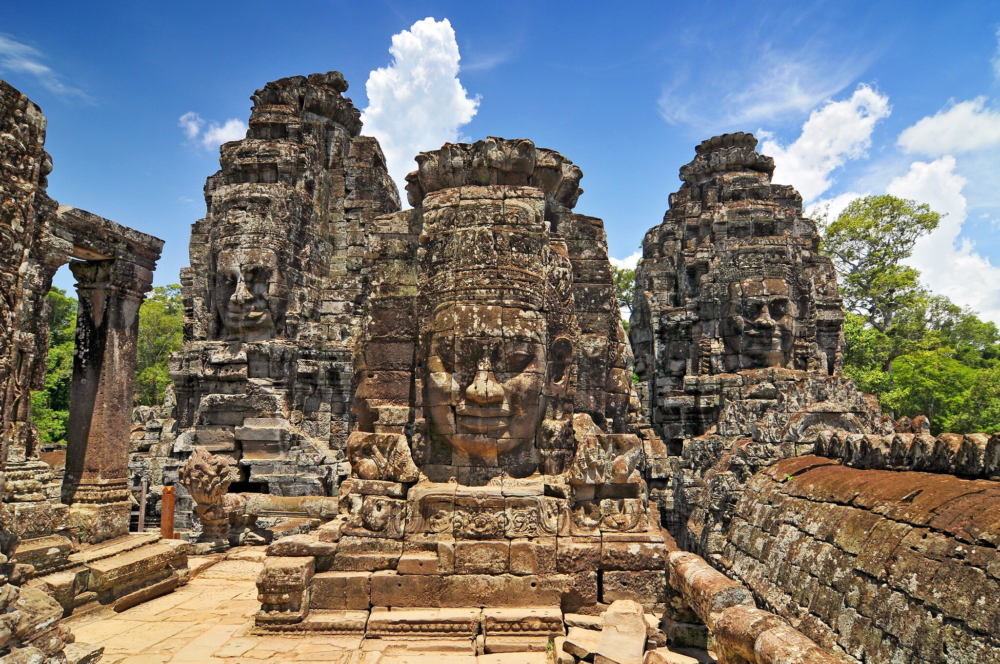 Face towers depicting Bodhisattva Avalokiteshvara, Bayon temple in Angkor, Cambodia., License Type: media, Download Time: 2025-04-25T14:30:30.000Z, User: comptonsheldon109, Editorial: false, purchase_order: 56530 - Guidebooks, job: Global Publishing WIP, client: Cambodia 14, other: Compton Sheldon