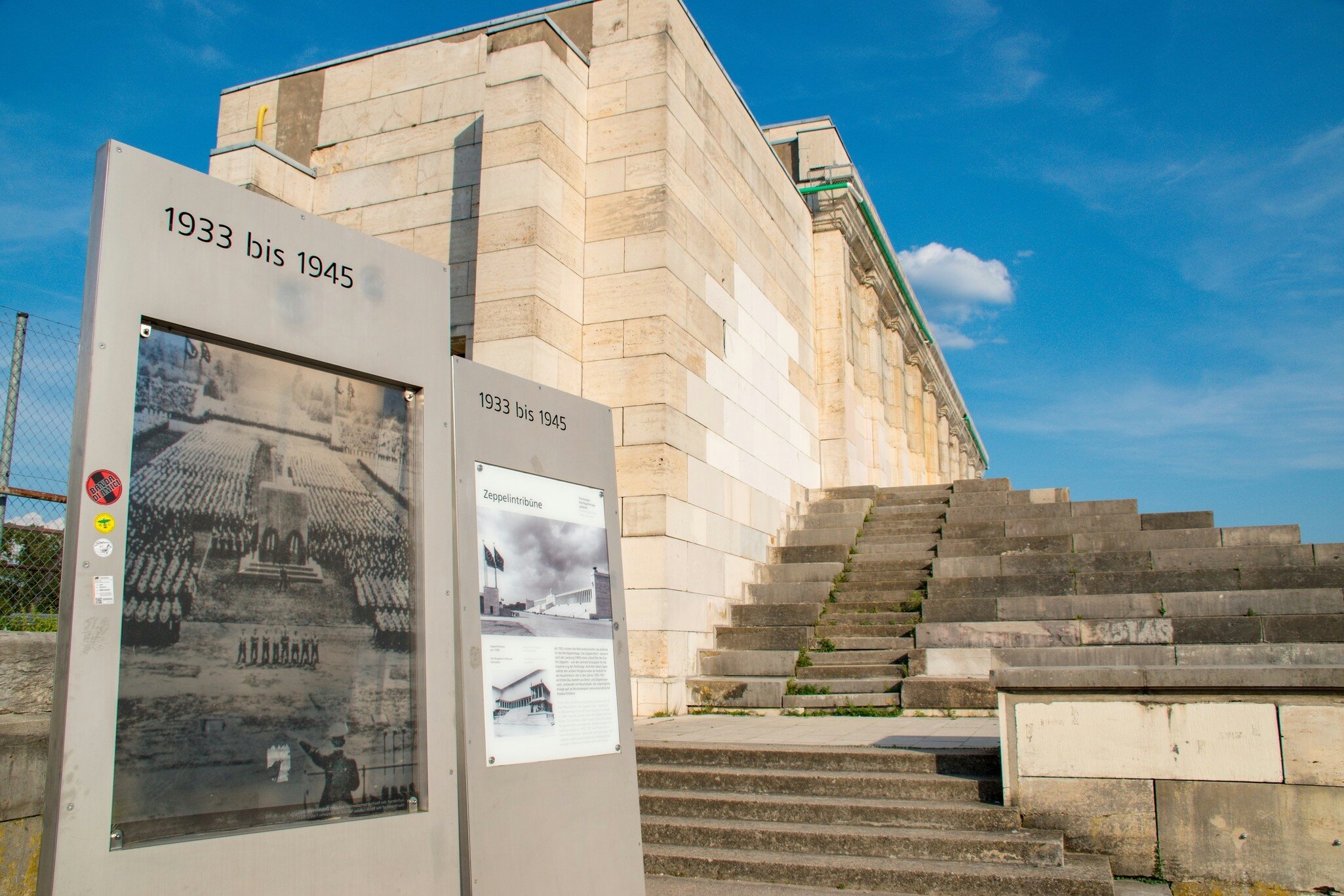 View of Reichsparteitagsgelände, the Zeppelinfeld grandstand in Nuremberg, Germany.
