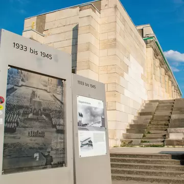 View of Reichsparteitagsgelände, the Zeppelinfeld grandstand in Nuremberg, Germany.