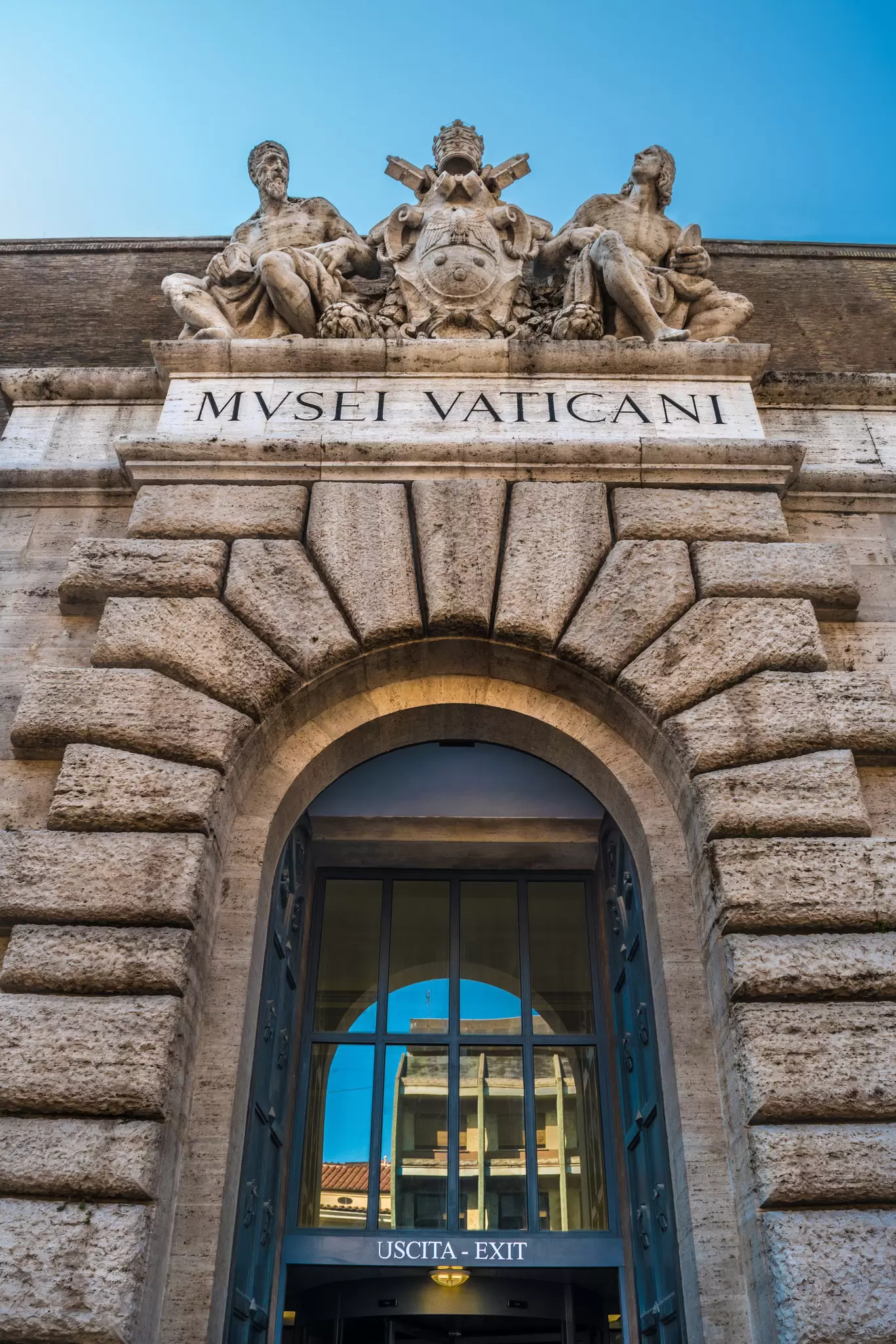 Main exit of the Vatican Museums in Vatican City, Rome, Italy.