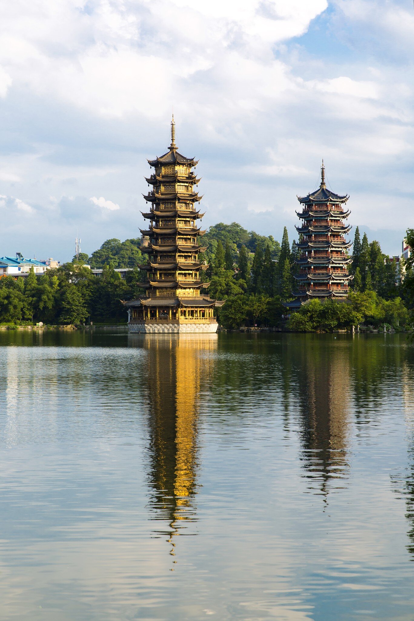 Sun and Moon Pagodas. Beautiful view of the twin pagodas in Guilin, China, License Type: media, Download Time: 2026-09-02T15:50:23.000Z, User: LP_NZhan, Editorial: false, purchase_order: 65050 - Digital Destinations and Articles, job: App Content, client: Lonely Planet App, other: Nadine Zhan