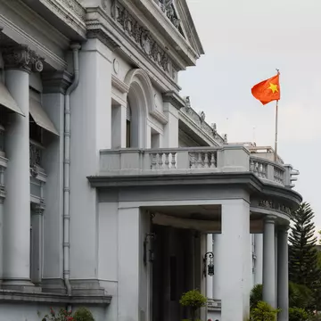 Exterior view of HCMC Museum in Ho Chi Minh City, Vietnam.