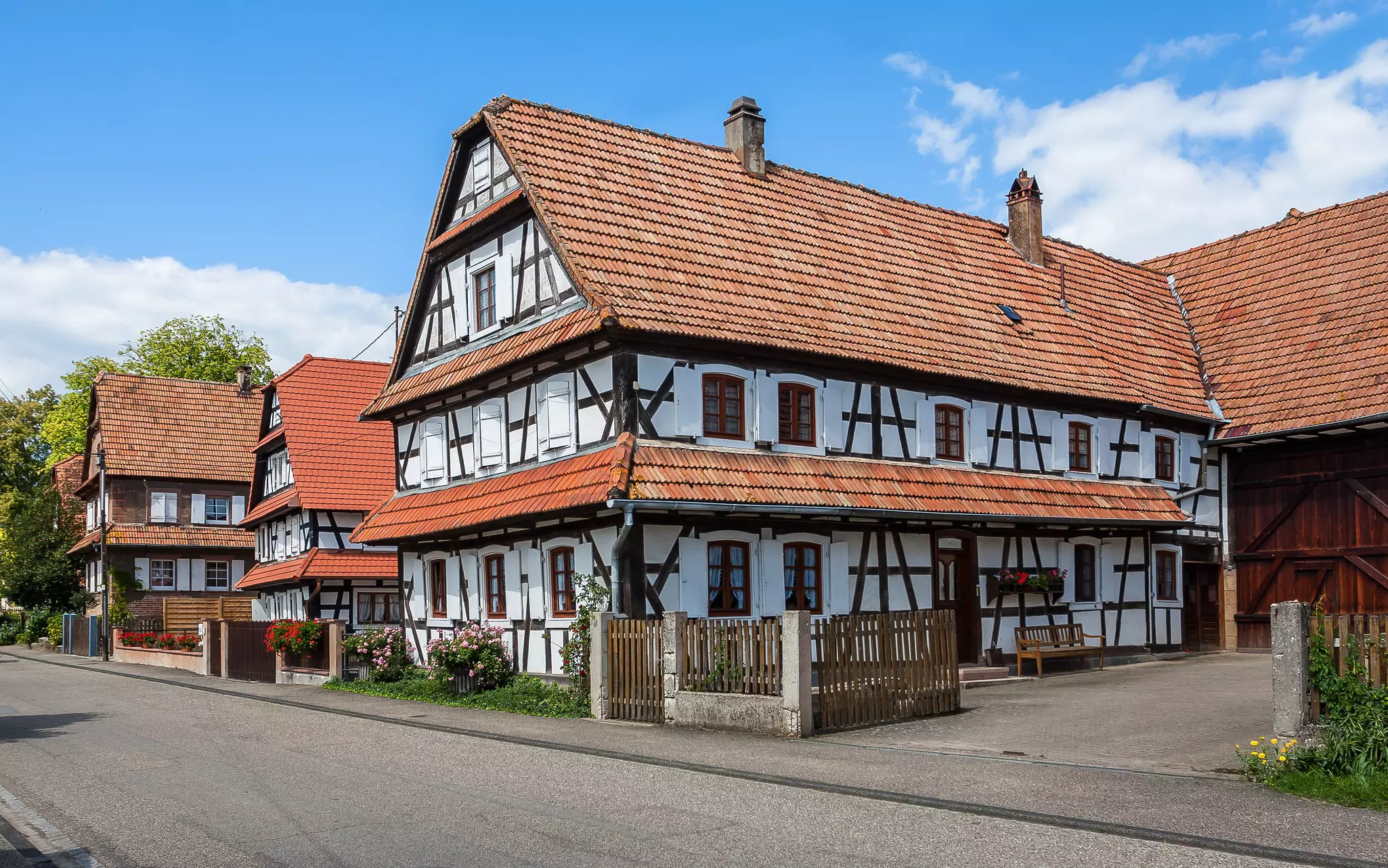 Street of half-timbered houses in Alsace