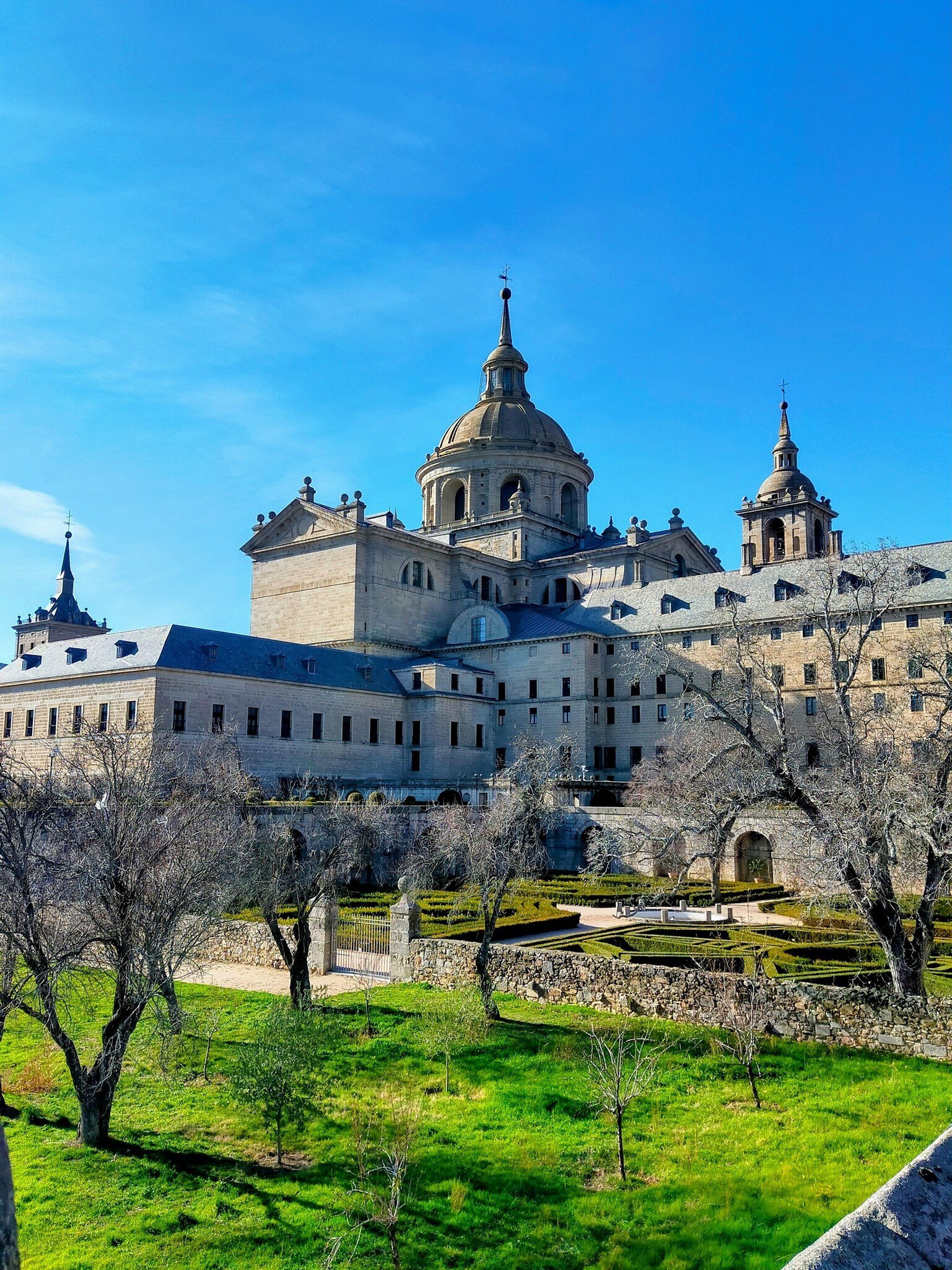 View of the Real Monasterio de San Lorenzo de El Escorial near Madrid, Spain.