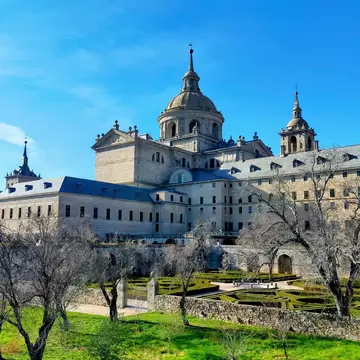 View of the Real Monasterio de San Lorenzo de El Escorial near Madrid, Spain.