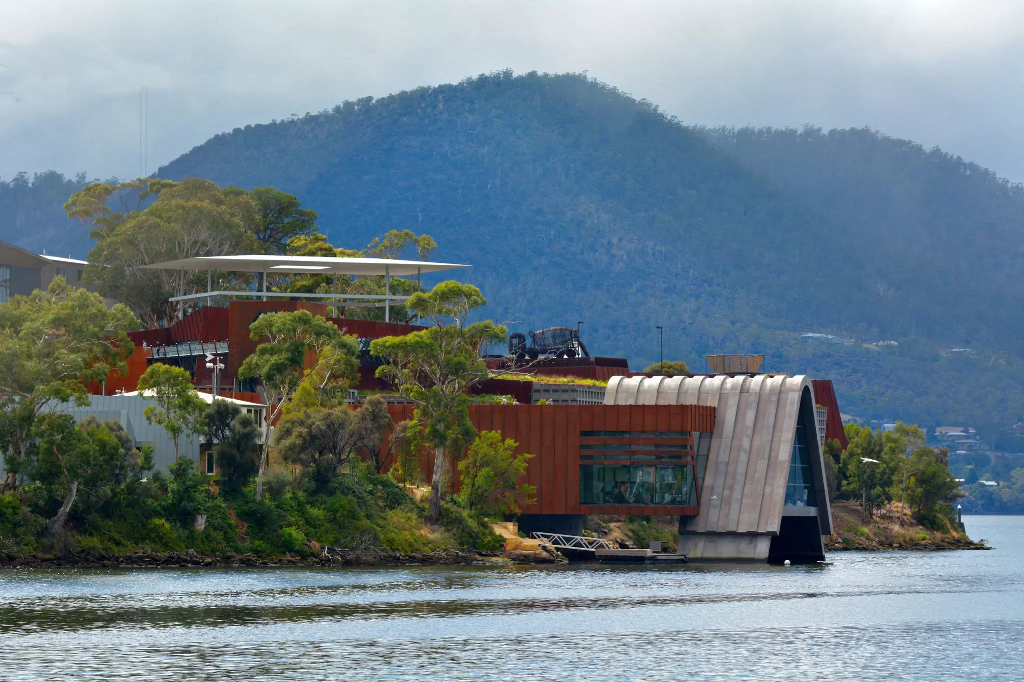 View of the Mona Museum of Old and New Art in Hobart, Tasmania, Australia.