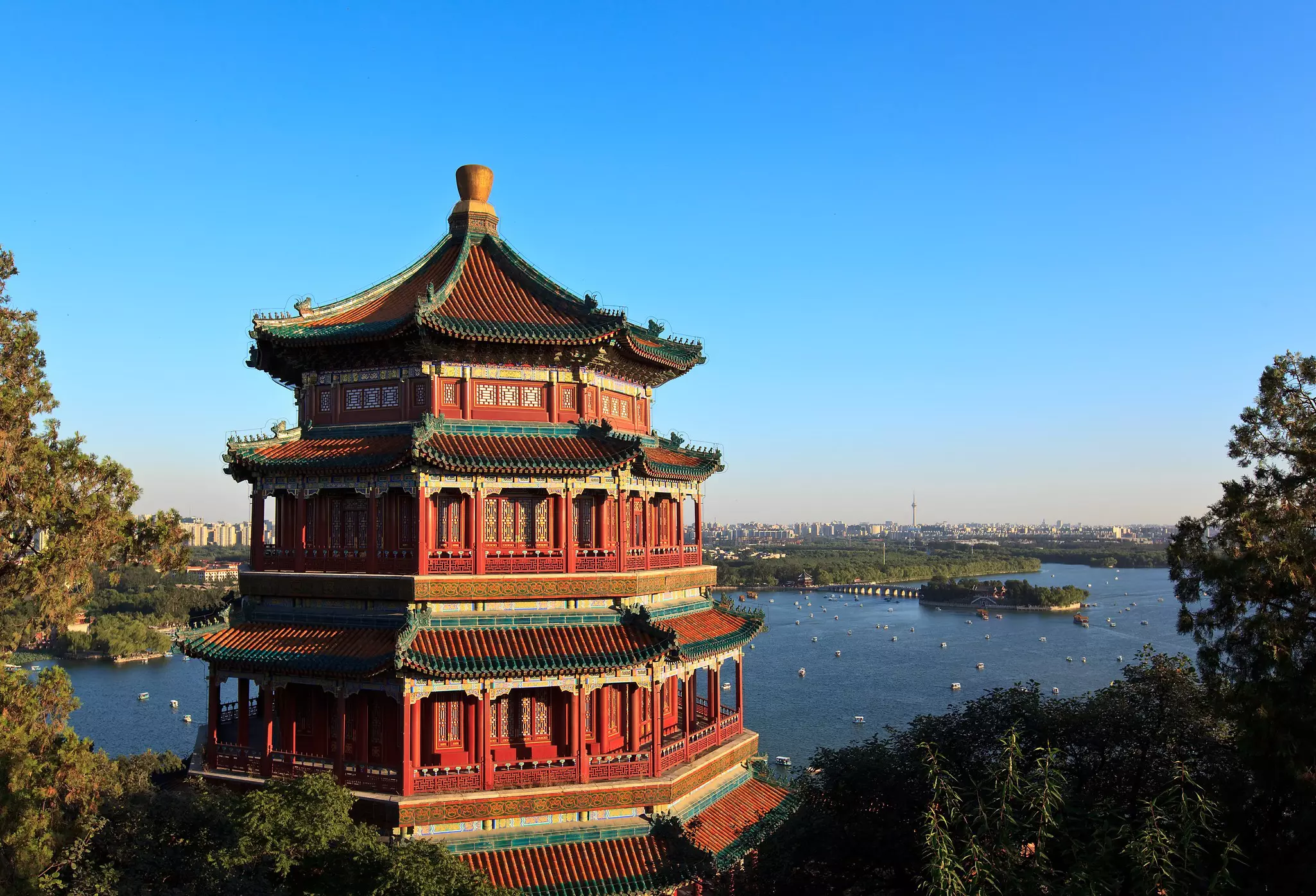 The Tower of Buddhist Incense at the Summer Palace in Beijing, China.